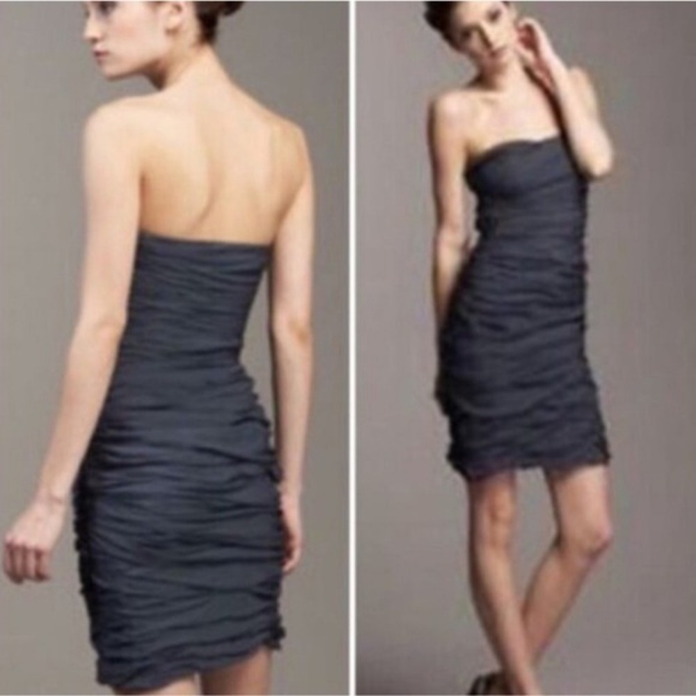 DVF Diane Von Furstenberg LELETTE Party Silk Chiffon Strapless Dress Navy Blue 8
